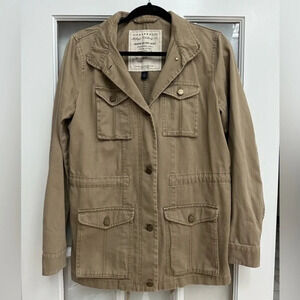 Vintage Y2K Tommy Hilfiger Women’s Military Tan Button Down Jacket Size Medium M